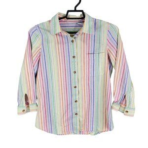Womens Vintage Blair Colorful Striped Shirt Button Up Long Sleeves Size S